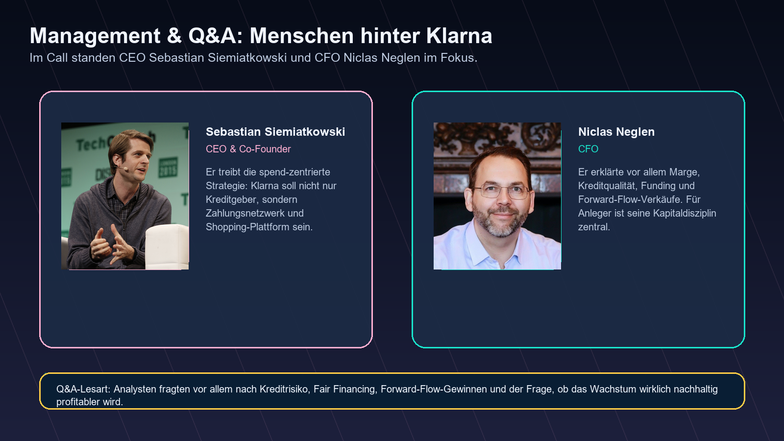 Klarna Management und Q&A